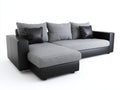 Sofás de esquina tela y piel sintética 245x160x86 cm - gris-negro - diseño moderno con chaise longue