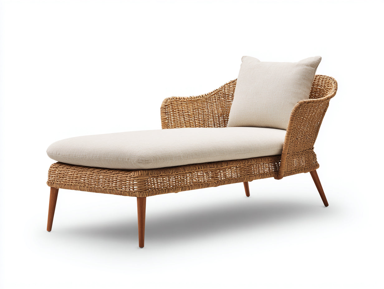 Tumbonas de ratán 180x70x82 cm - marrón-beige - diseño exterior con respaldo curvo