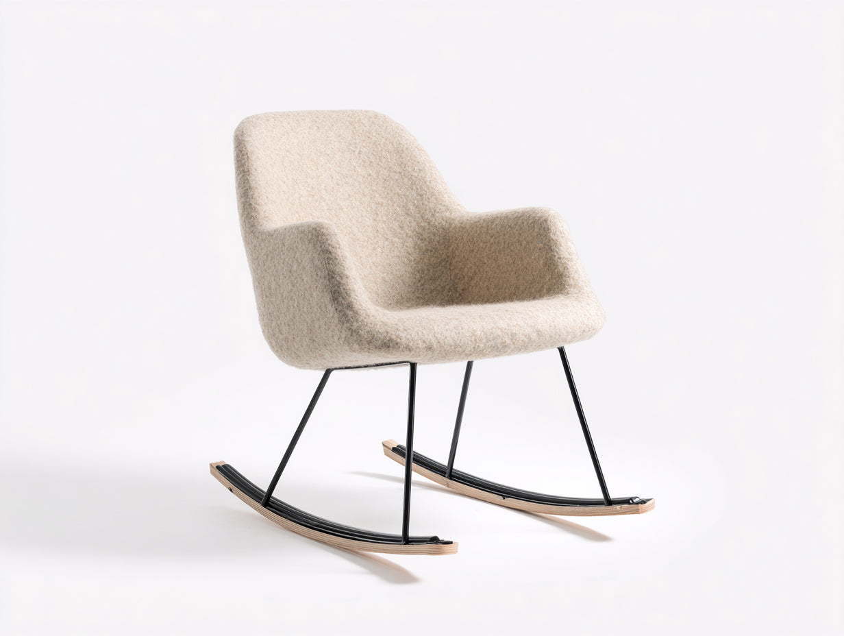 Mecedoras tejido bouclé 74x88x93 cm - blanco crema - estilo minimalista