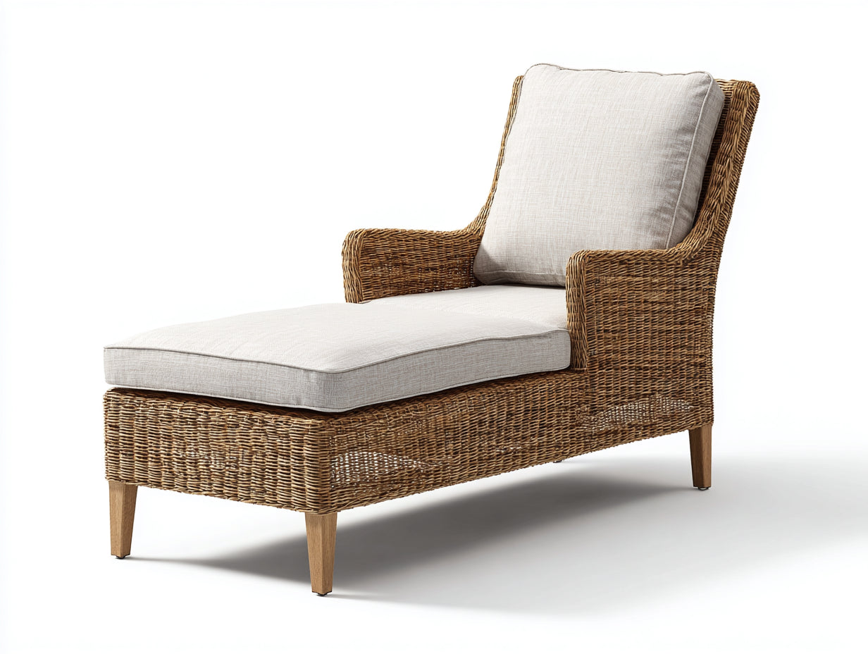 Tumbonas ratán y tela 185x78x92 cm - marrón-beige - diseño elegante para exterior