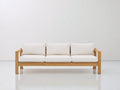 Sofás de exterior de madera 210x82x78 cm - madera natural y blanco crema - diseño moderno para terraza