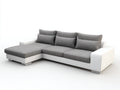 Sofás de esquina de tela 260x160x85 cm - gris y blanco - diseño moderno para salón