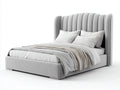 Camas dobles tapizadas 210x170x125 cm - gris claro - cabecero alto acanalado