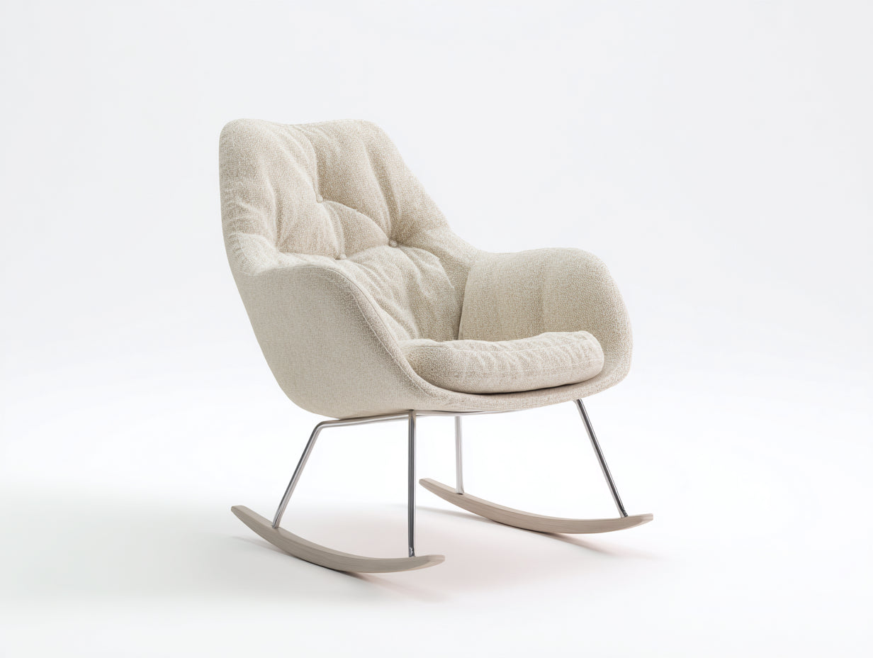 Mecedoras tapizada 78x88x98 cm - crema - para salón y dormitorio con base curva