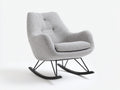 Mecedoras tapizada 80x86x96 cm - gris claro - para salón y dormitorio con base negra
