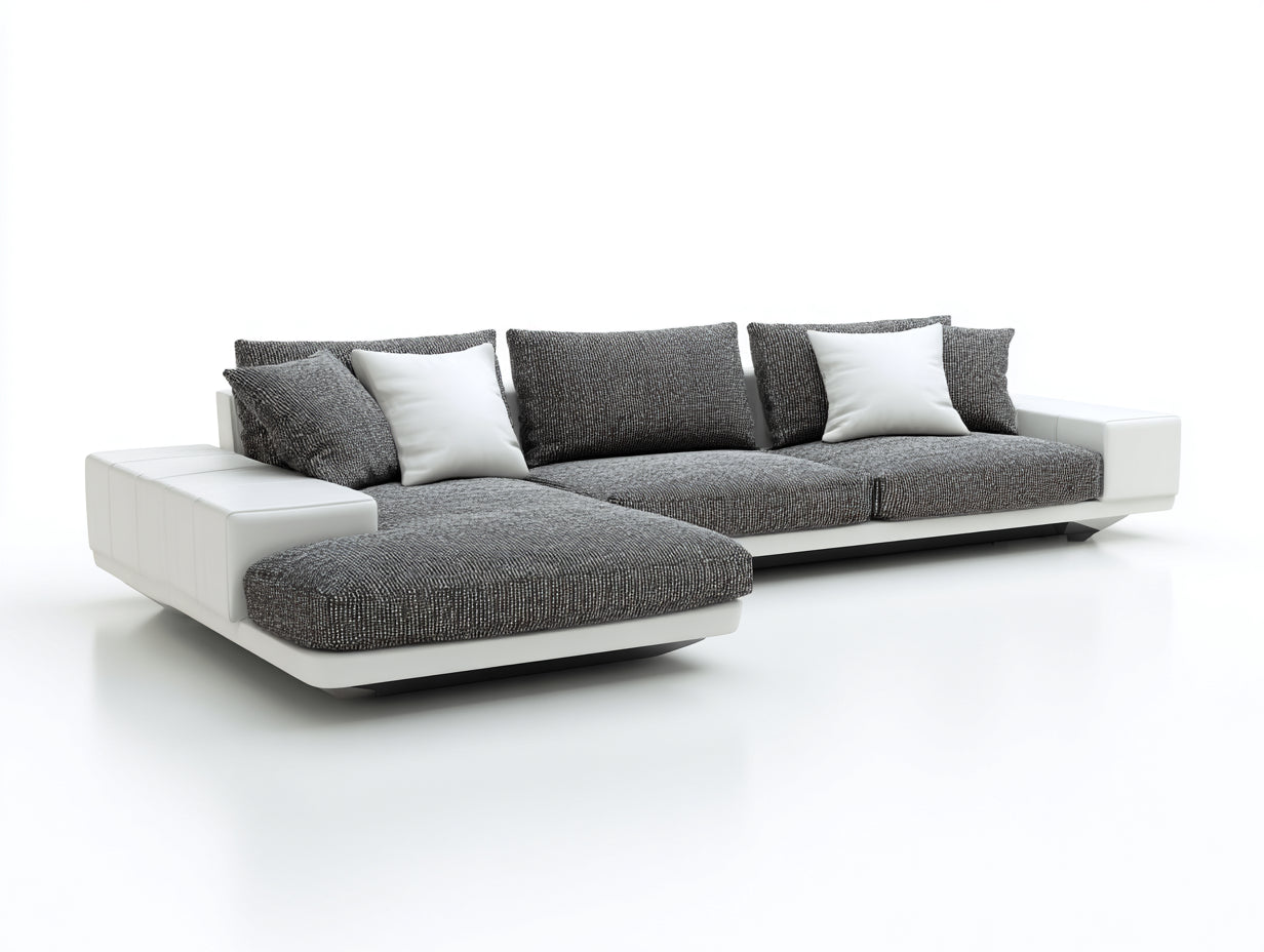 Sofás de esquina tapizado 285x170x78 cm - blanco-gris - para salón moderno