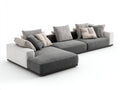 Sofás de esquina de tela 300x185x78 cm - gris-blanco - diseño modular para salón