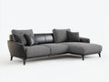 Sofás de esquina de tela y piel sintética 285x165x78 cm gris-negro diseño moderno