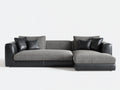 Sofás de esquina de tela y piel sintética 285x170x72 cm - gris-negro - para salón moderno