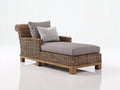 Tumbonas de ratán 188x74x82 cm - marrón-gris - para terraza y jardín con estructura de madera