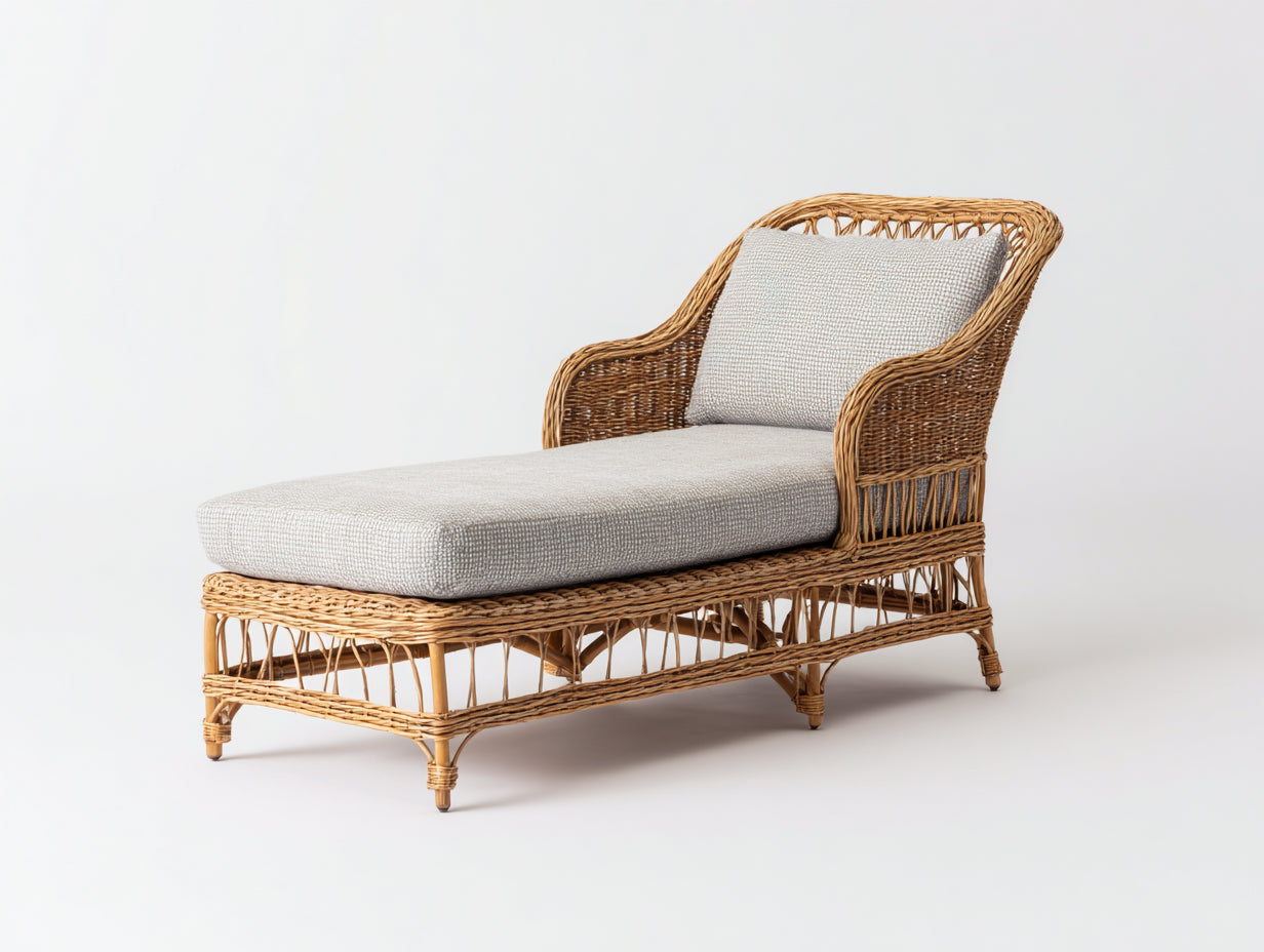 Tumbonas de ratán 182x78x82 cm - marrón natural y beige claro - diseño artesanal para terraza