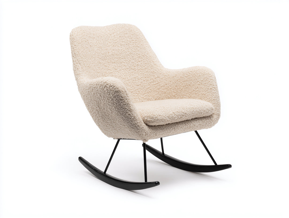 Mecedoras tela bouclé 76x92x96 cm - blanco crema - diseño contemporáneo