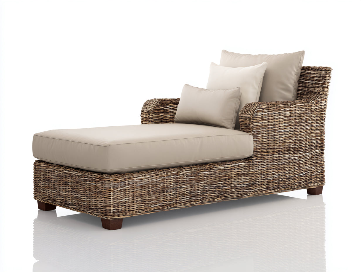 Tumbonas ratán 180x78x82 cm - marrón natural-beige - diseño de descanso