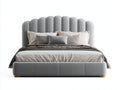 Camas dobles tapizada 210x170x115 cm - gris - para dormitorio con cabecero alto