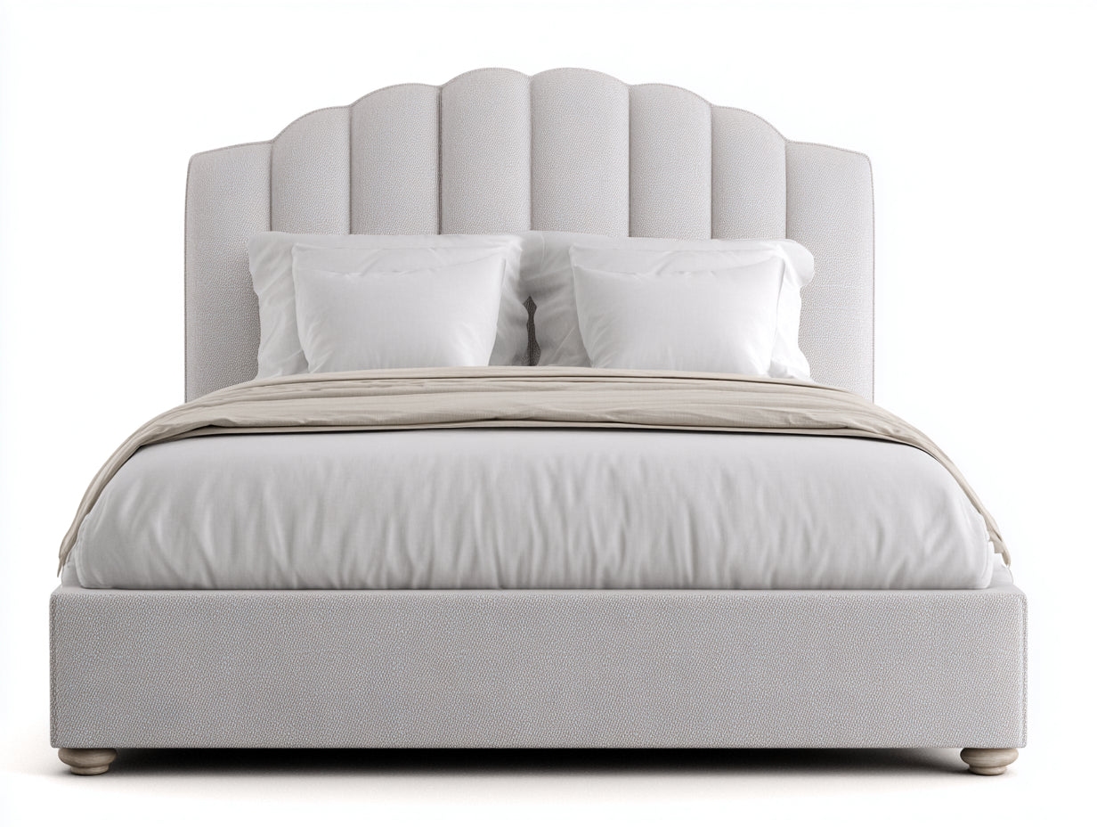 Camas dobles tapizadas 210x165x125 cm - beige claro - diseño clásico para dormitorio