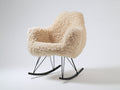 Mecedoras tapizadas de borreguito 75x85x88 cm - crema-negro - diseño moderno con base metálica