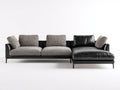 Sofás de esquina tapizado en cuero sintético y tejido 300x180x78 cm - negro y gris - diseño moderno