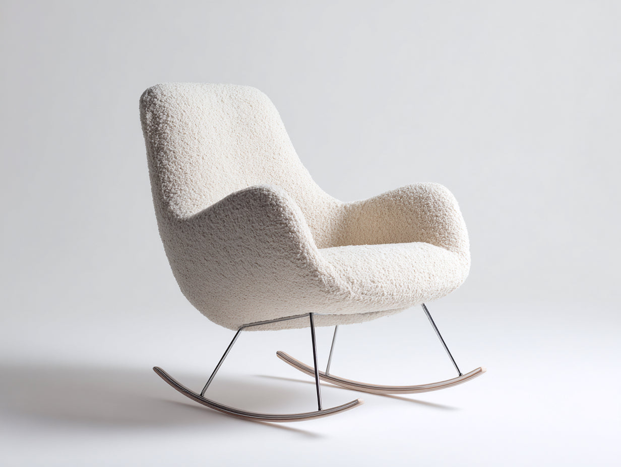 Mecedoras de tela bouclé 86x76x96 cm - crema y metal - estilo moderno para salón