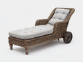 Tumbonas ratán y tela 192x78x96 cm - marrón-gris - diseño reclinable con ruedas