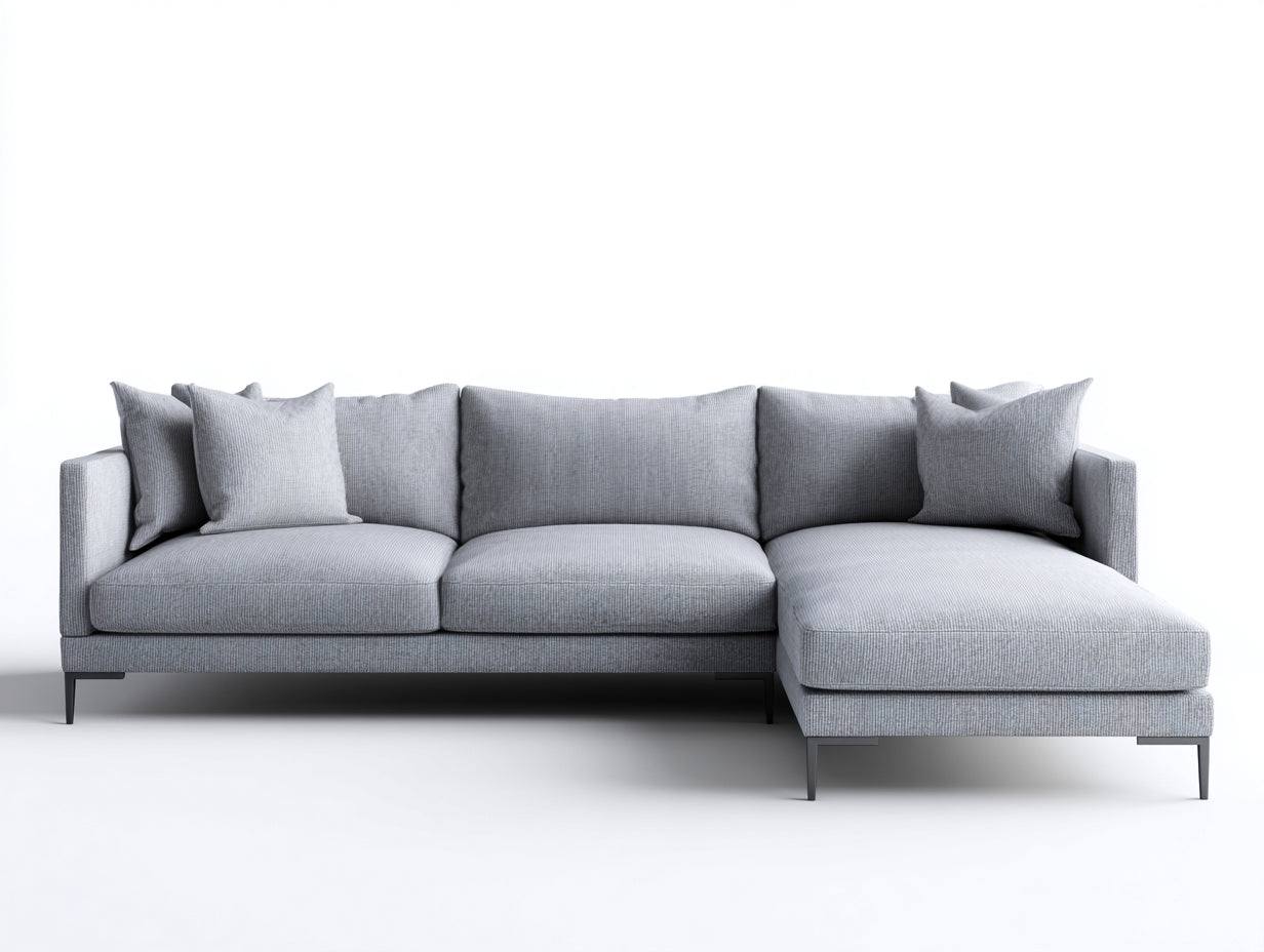Sofás de esquina de tela 285x165x82 cm - gris claro - diseño moderno