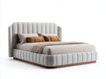 Camas dobles tapizada 218x172x115 cm - gris claro-marrón - diseño acolchado moderno