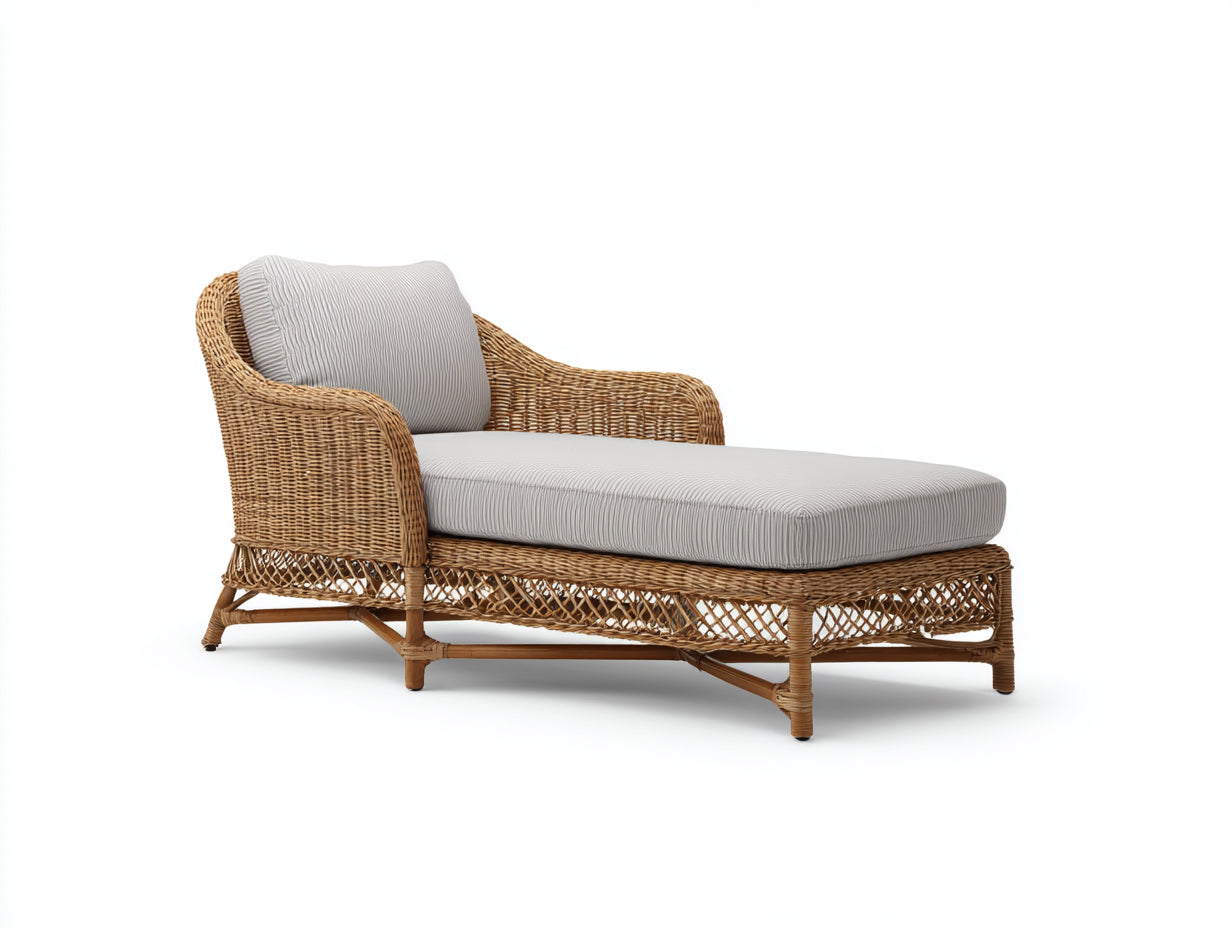 Tumbonas ratán natural 182x78x86 cm - marrón claro-gris claro - estilo relajante exterior