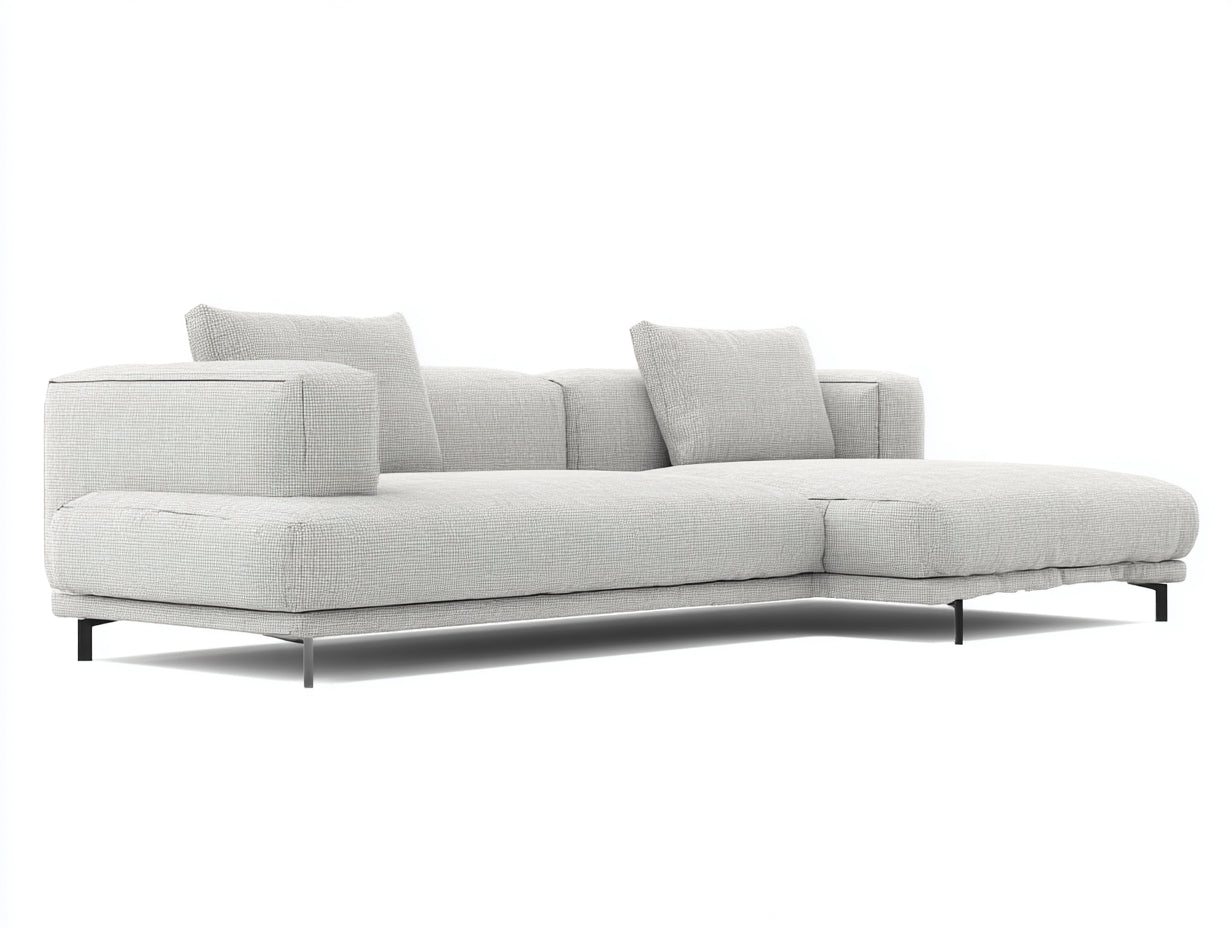 Sofás de esquina de tela 310x170x72 cm - beige claro - diseño bajo moderno